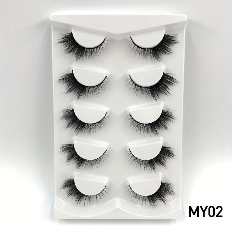 8D Natural Fox Eye Eyelashes 5 Pairs Cat Eye Winged End Mink Lashes