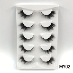 8D Natural Fox Eye Eyelashes 5 Pairs Cat Eye Winged End Mink Lashes