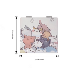 Cat Portable Makeup Mirror Double Sided Pocket Size Travel Vanity Mirror