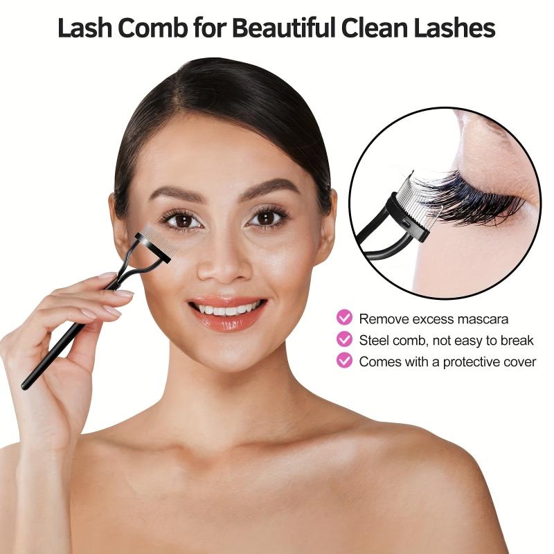 5 in 1 Eyelash Curler Kit with Lash Curler, Brush, Tweezers, Brush/Comb, Pads