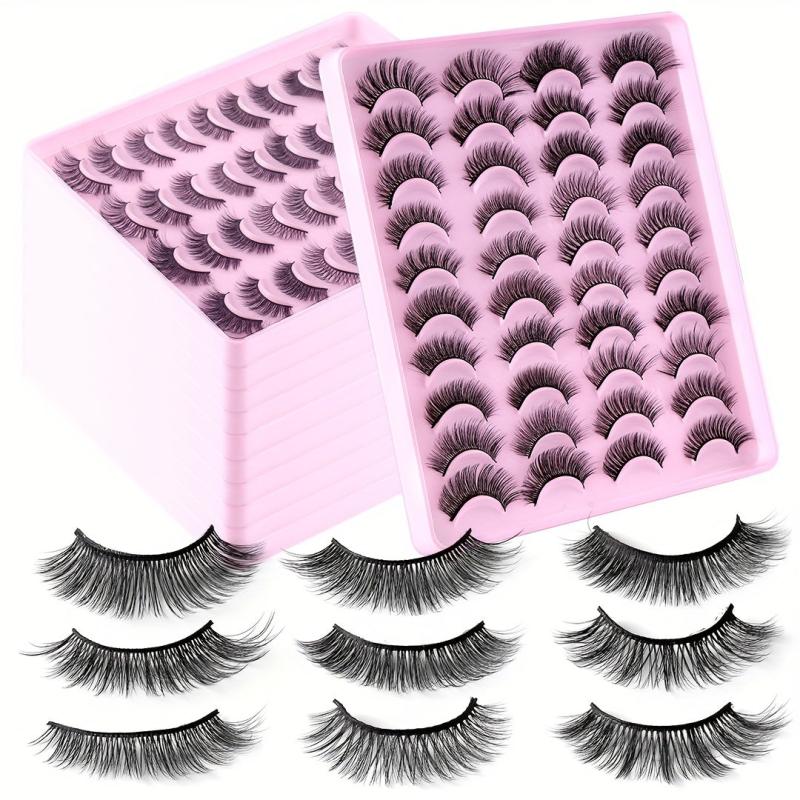 20 Pairs Natural Thick False Eyelashes Messy Long Simulated Fiber Eyelashes