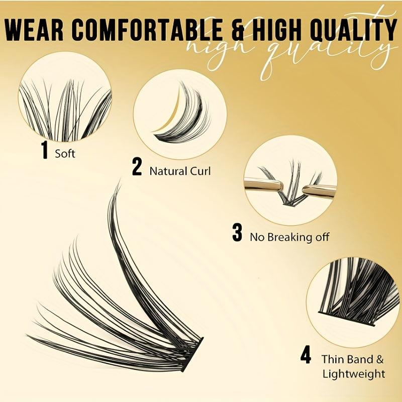 Individual Cluster Flame False Eyelashes Natural Realistic Makeup Set