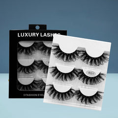 3 Pairs Fluffy 3D False Eyelashes Thick Curling Faux Mink