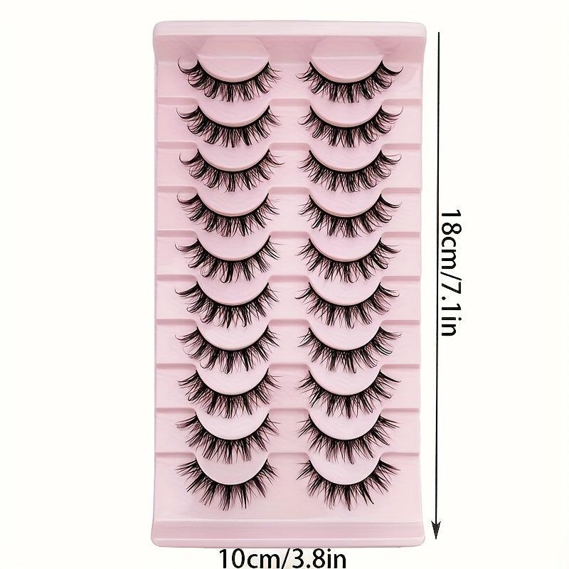 10 Pairs Cosplay False Eyelashes D Curl Natural Look Anime Makeup