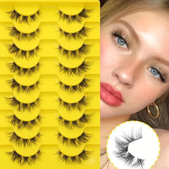 10 Pairs Cat Eye Lashes Natural Fluffy Mink Lashes Curly Reusable