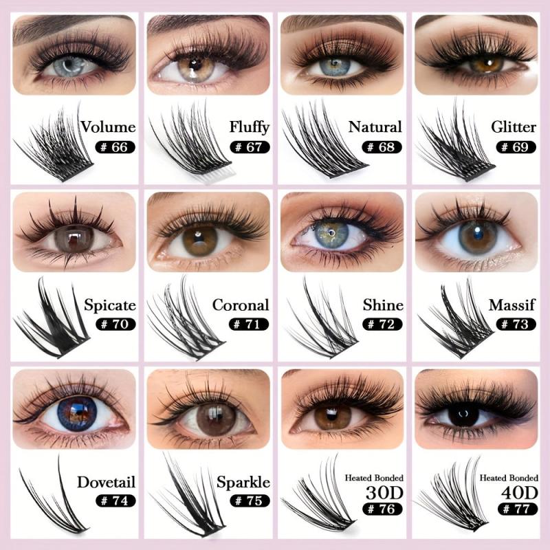 Curly Volume Cluster Lashes 12 Rows Large Tray DIY Lashes Extension