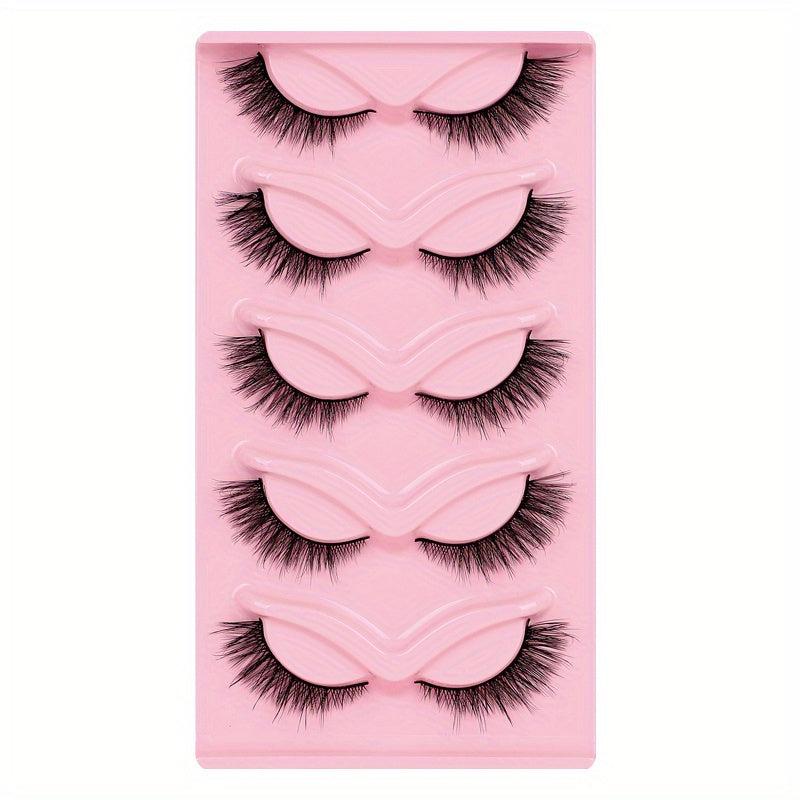 5 Pairs Fox Eye Lashes 3D Winged Natural Eyelashes Thick Curly Makeup Extension