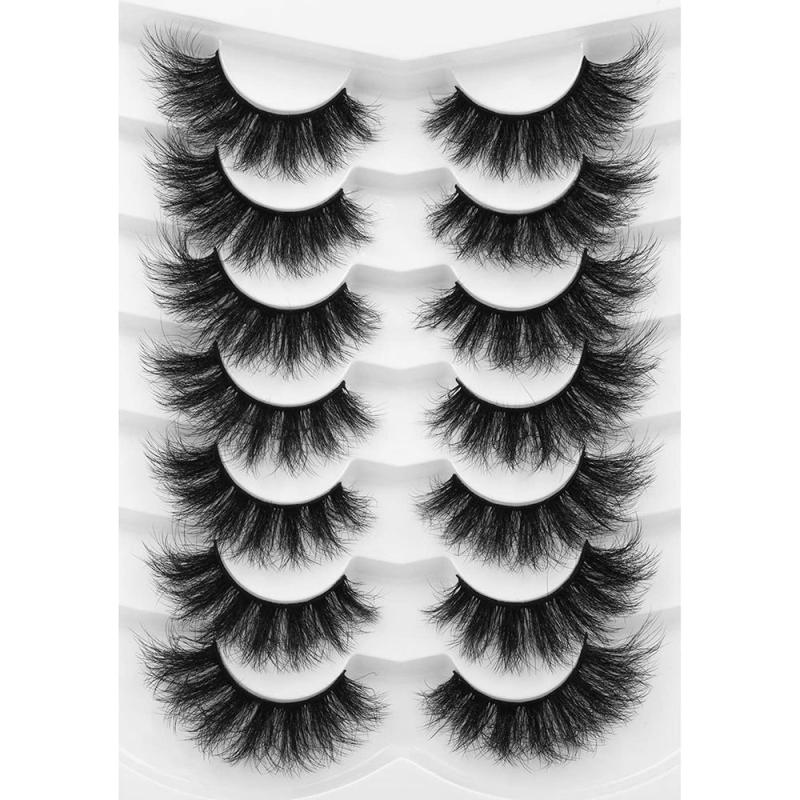 7 Pairs Faux Mink 6D False Eyelashes Wispy Cat Eye Lashes Pack