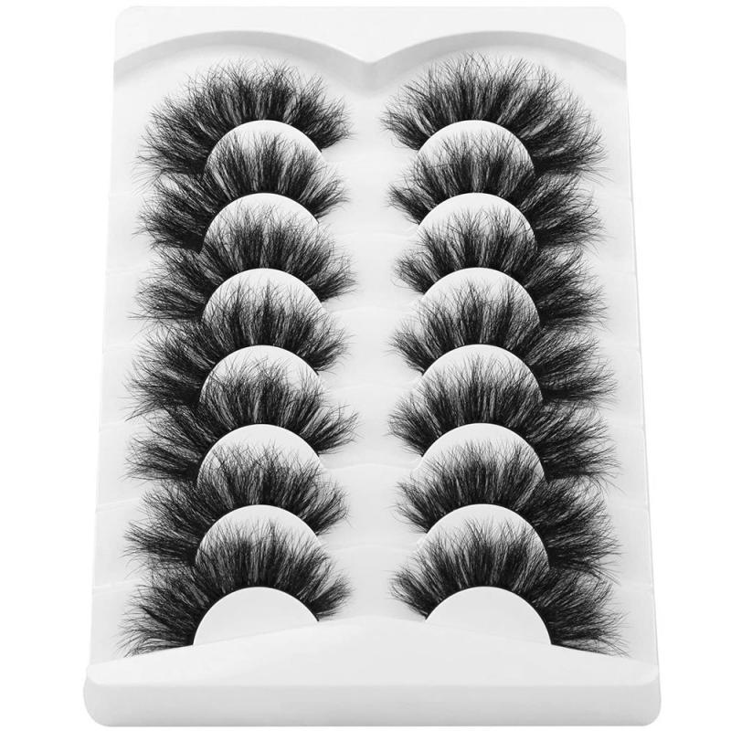 7 Pairs Faux Mink 6D False Eyelashes Wispy Cat Eye Lashes Pack