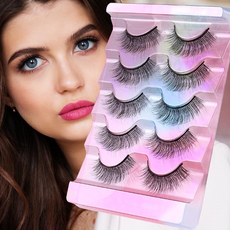 3D False Eyelashes 5 Pairs Natural Dense Curling Mixed Style