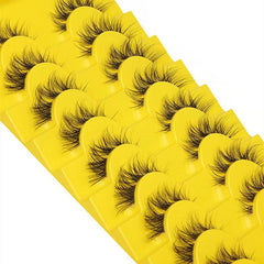 10 Pairs Lightweight Reusable Fluffy Mink Cat Eye Style Strip Eyelashes