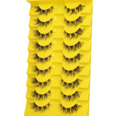 10 Pairs Lightweight Reusable Fluffy Mink Cat Eye Style Strip Eyelashes