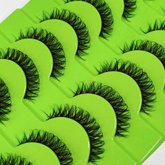 10 Pairs Pack False Eyelashes D Curl 10mm Wispy Look Easy Wear