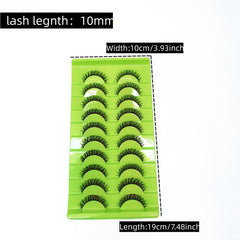 10 Pairs Pack False Eyelashes D Curl 10mm Wispy Look Easy Wear