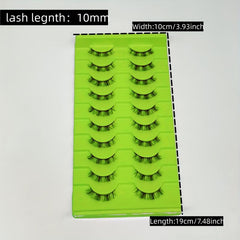 10 Pairs Pack False Eyelashes D Curl 10mm Wispy Look Easy Wear