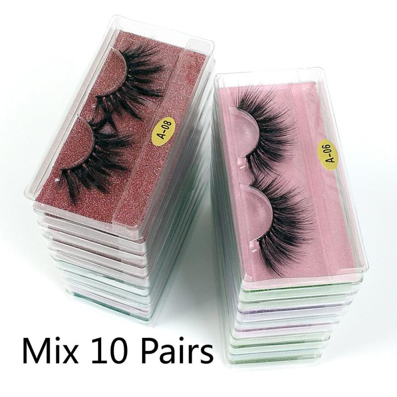 10 Pairs 25mm 3D Mink Eyelashes Bulk Mixed Style Dramatic Long Lashes
