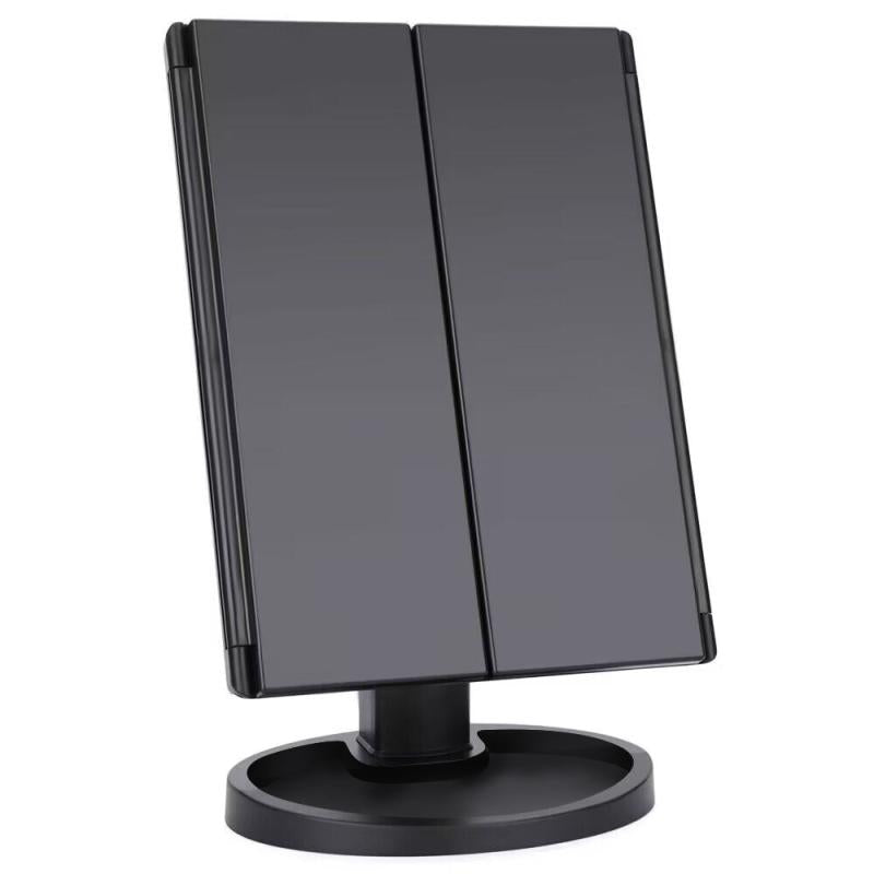 LED Makeup Vanity Mirror 2X 3X Magnification Touch Control Trifold Portable