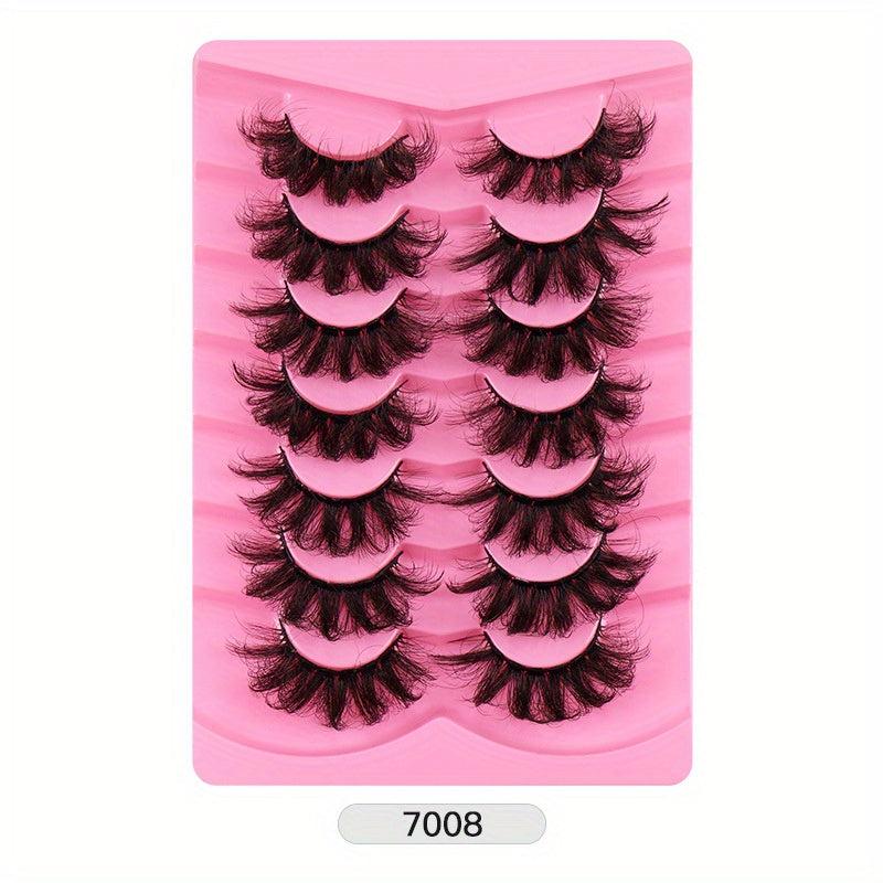 7 Pairs Fluffy Wispy Curly Faux Mink Lashes for Eye Makeup