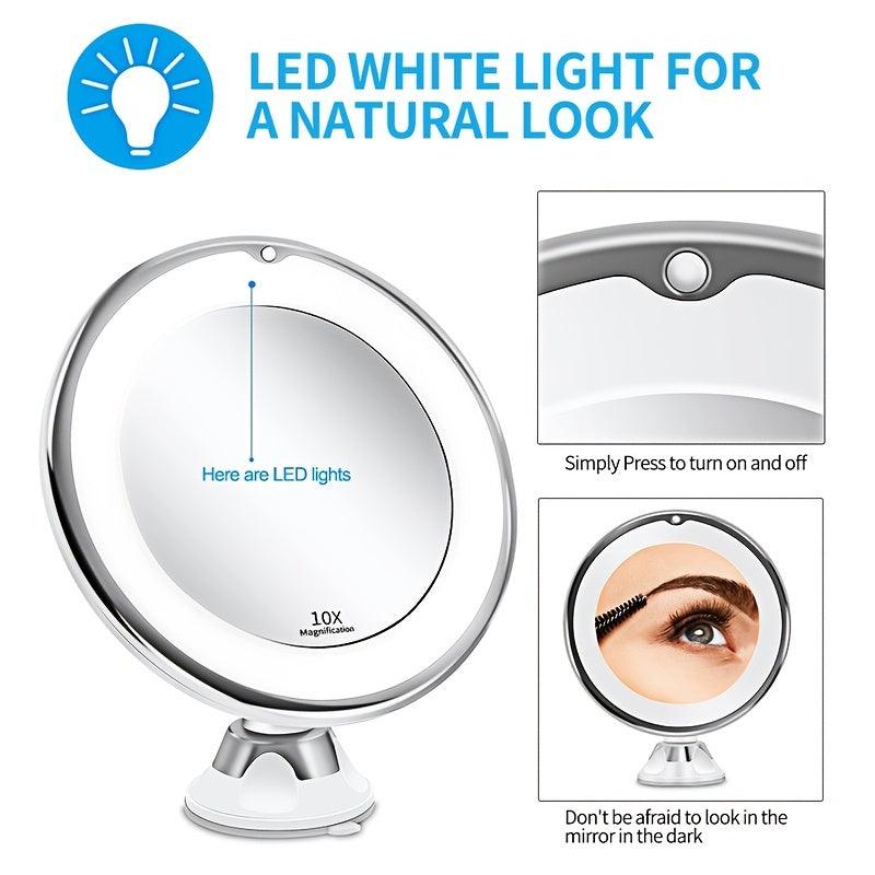 10x LED Makeup Mirror Touch Screen Portable Flexible Magnifying Vanity