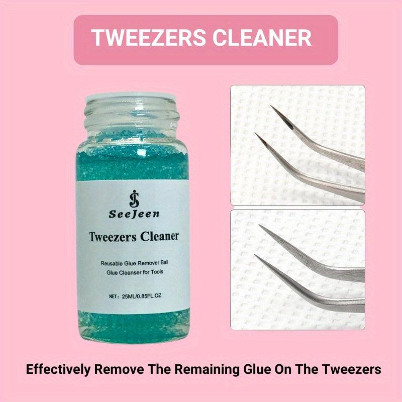 Jeen Tweezers Cleaner for Eyelash Glue Remover - 2 Spongeballs bottle