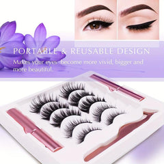 Magnetic Eyeliner And Lashes Kit - Reusable Lashes 5 Pairs