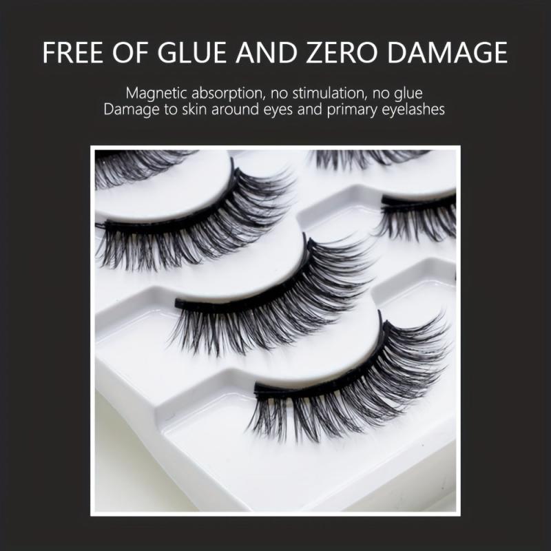 10 Pairs Magnetic False Eyelashes 3D Faux Mink Magnetic Lashes Set