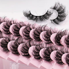 10 Pairs Fluffy Full Strip Lashes Messy Curly Faux Mink Lashes Natural Look