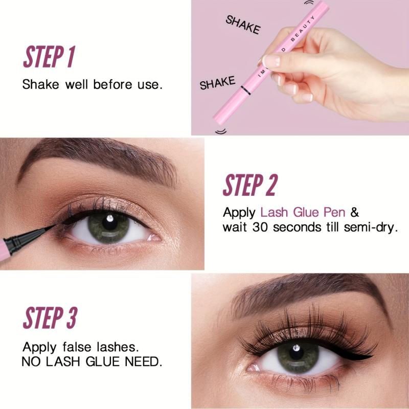 6 Pairs Eyelashes & Eyeliner Kit 3D Natural Look Lashes Easy Wear Waterproof