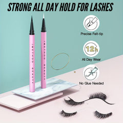 6 Pairs Eyelashes & Eyeliner Kit 3D Natural Look Lashes Easy Wear Waterproof