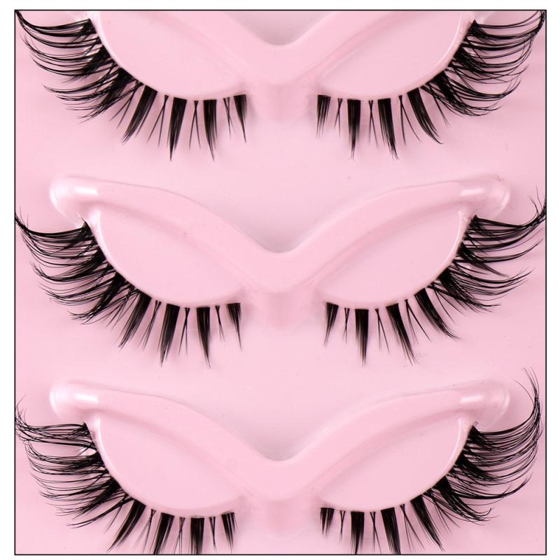 5 Pairs Cat Eye Lashes Natural Winged Clear Band Extension Manga Lashes