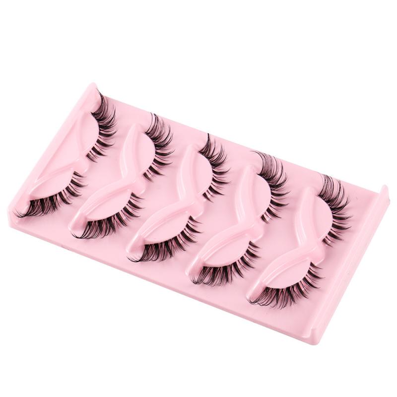 5 Pairs Cat Eye Lashes Natural Winged Clear Band Extension Manga Lashes
