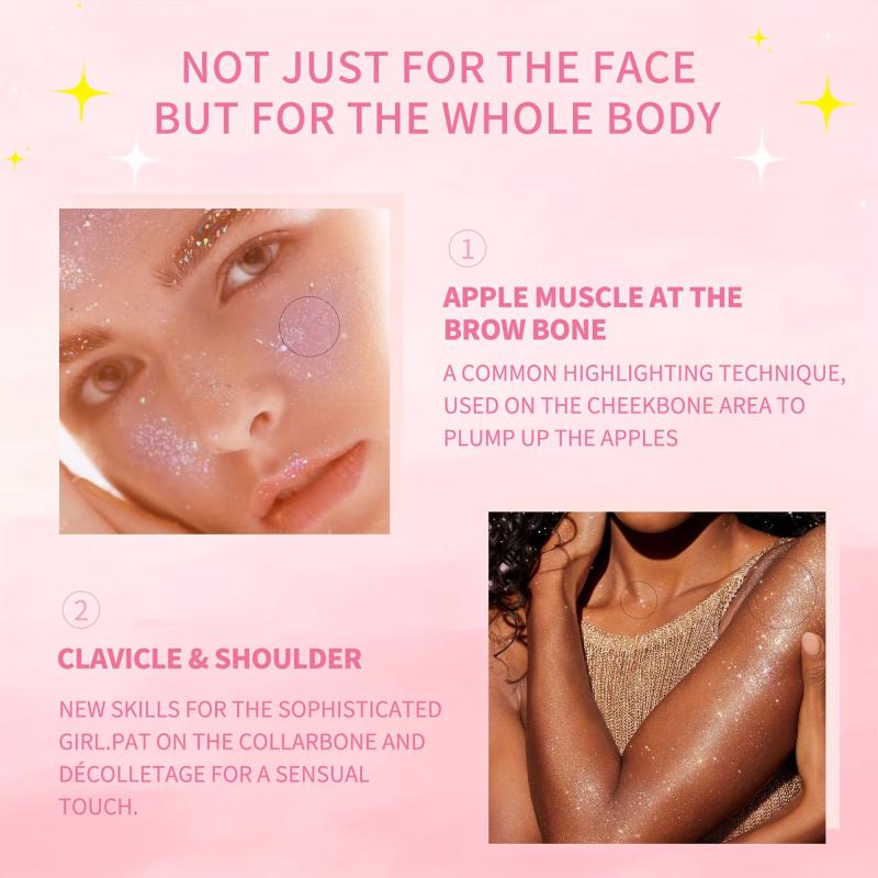 Peach Glitter Highlighting Puff for Face and Body