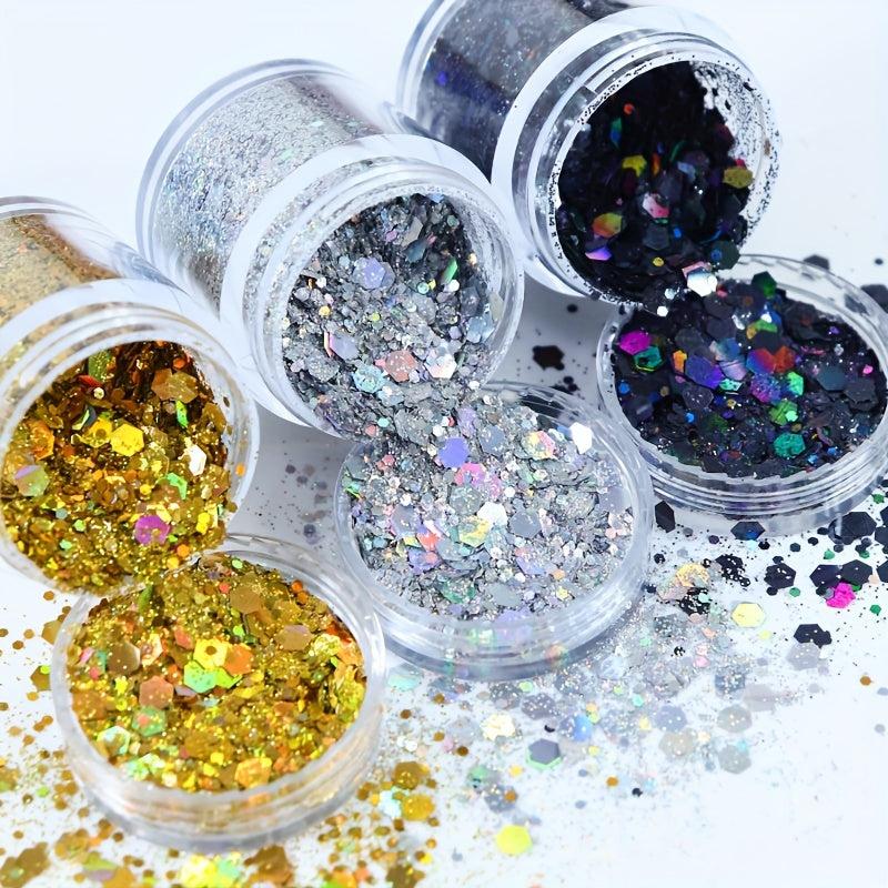 2 Pcs Chunky Holographic Glitter Sequins for Nails & Face