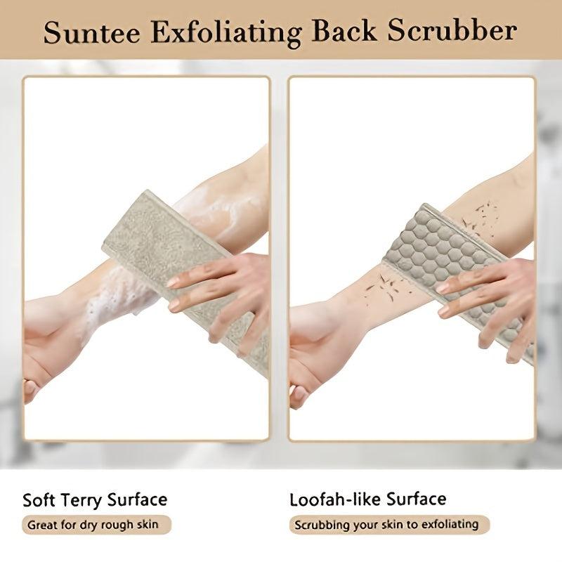 Exfoliating Back Scrubber & Sponge Pad Set for Shower Bath