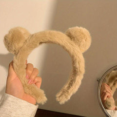 Fuzzy Bear Ear Headband Fluffy Cartoon Headband for Girls