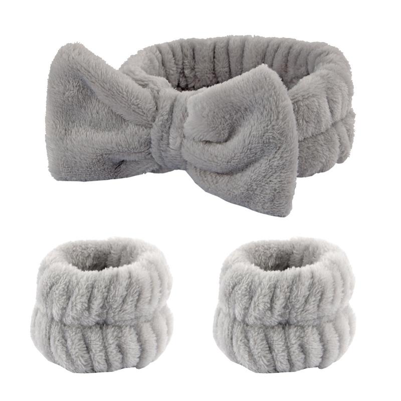 Soft Skin Care Headband and Wristband Set for Makeup and Beauty Routine