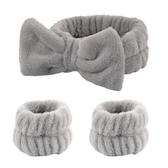 Soft Skin Care Headband and Wristband Set for Makeup and Beauty Routine