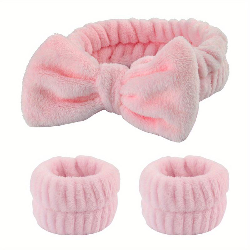 Soft Skin Care Headband and Wristband Set for Makeup and Beauty Routine