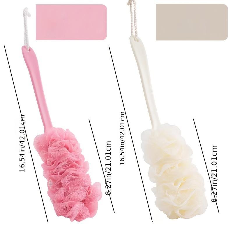 Long Handled Bath Brush Soft Mesh Sponge Exfoliating Body Scrub