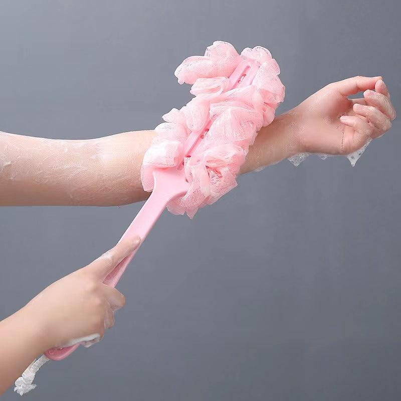 Long Handled Bath Brush Soft Mesh Sponge Exfoliating Body Scrub