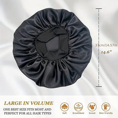 2pcs Large Satin Bonnet Women Soft Elastic Band Sleeping Caps Curly Hair