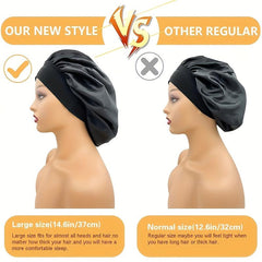 2pcs Large Satin Bonnet Women Soft Elastic Band Sleeping Caps Curly Hair