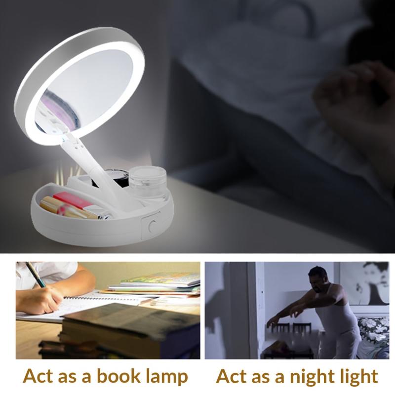 USB Dual Purpose Double Sided Mirror LED Makeup Mirror Portable Makeup Mirror