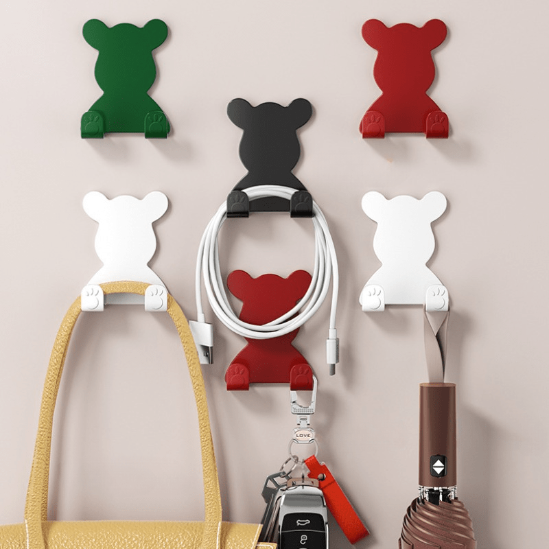 4pcs Bear Self Adhesive Hooks Home Bathroom Wall Mounted Accessories