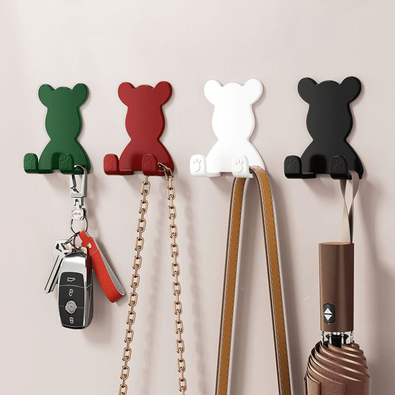 4pcs Bear Self Adhesive Hooks Home Bathroom Wall Mounted Accessories