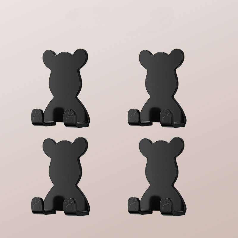 4pcs Bear Self Adhesive Hooks Home Bathroom Wall Mounted Accessories