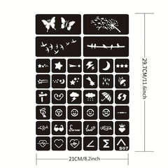 Geometric Animal Word Tattoo Stencil & Dye Paste Set