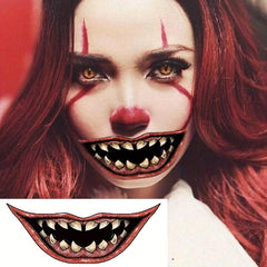 10 Pcs Halloween Scary Mouth Tattoo Stickers - Prank Makeup Temporary Tattoo