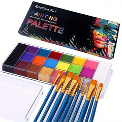 VERONNI 20 Professional Face & Body Paint Palette With 10 Brushes Non Toxic