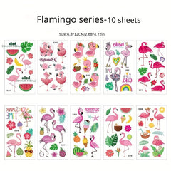 10 Pcs Beach Party Waterproof Stickers Flamingo Heart Mermaid Rainbow Decoration